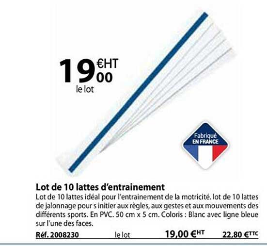 lot de 10 lattes d'entrainement