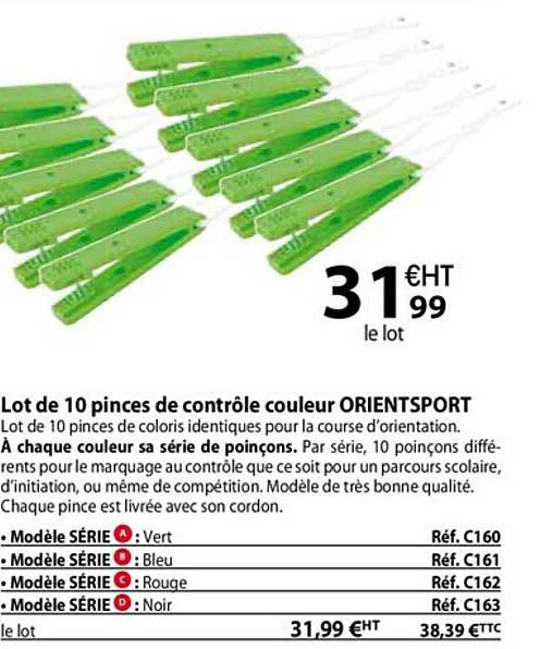 Lot De 10 Pinces De Contrôle Couleur Orientsport