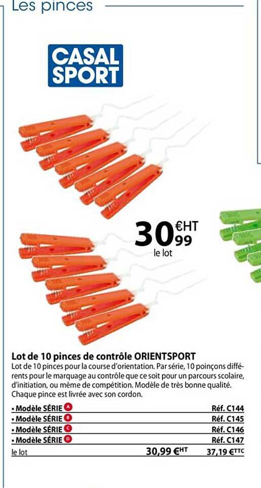 lot de 10 pinces de contrôle orientsport
