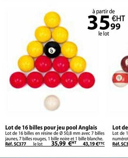 lot de 16 billes pour jeu pool anglais
