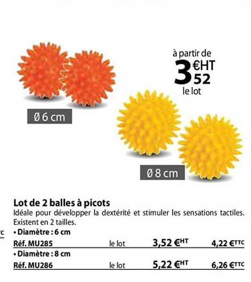 lot de 2 balles à picots