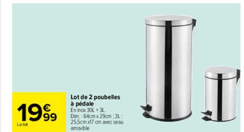 Lot De 2 Poubelles à Pédale
