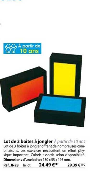 lot de 3 boîtes à jongler
