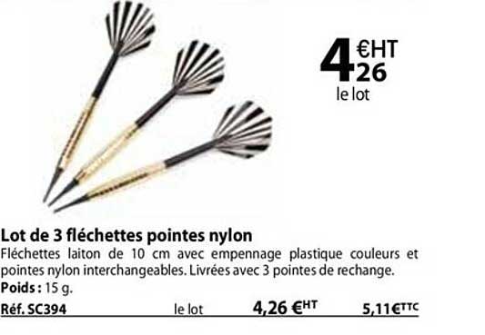 lot de 3 fléchettes pointes nylon