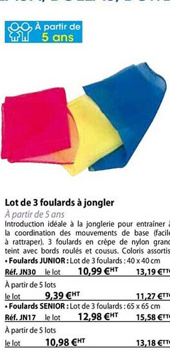 lot de 3 foulards à jongler