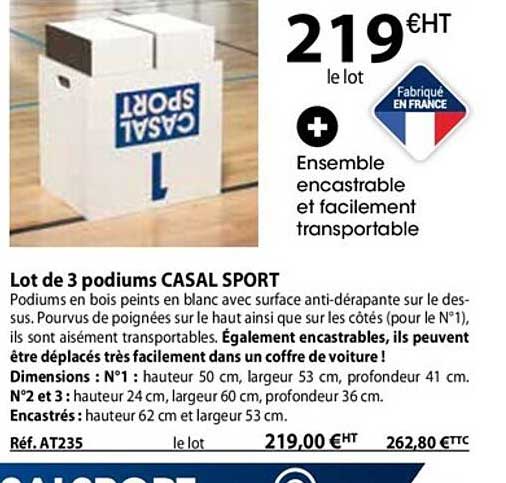 lot de 3 podiums casal sport