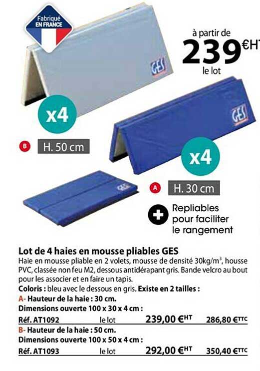lot de 4 haies en mousse pliables ges