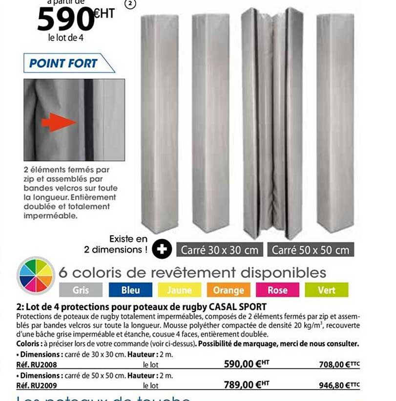lot de 4 protections pour poteaux de rugby casal sport