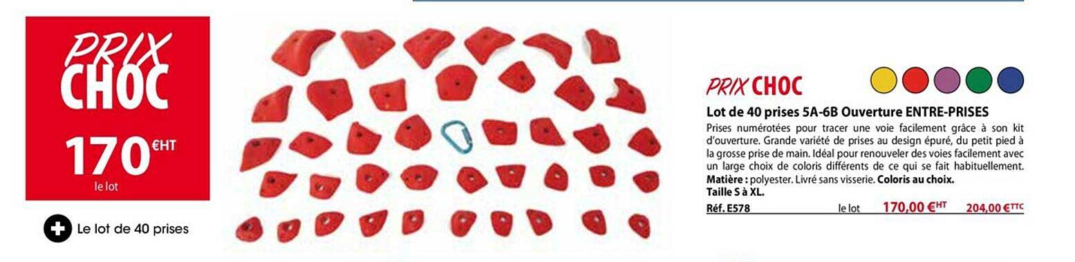 lot de 40 prises 5a-6b ouverture entre-prises