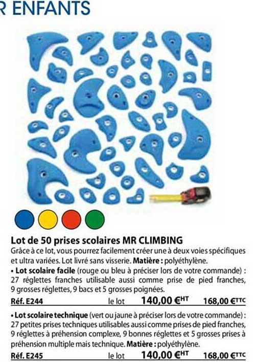 lot de 50 prises scolaires mr climbing