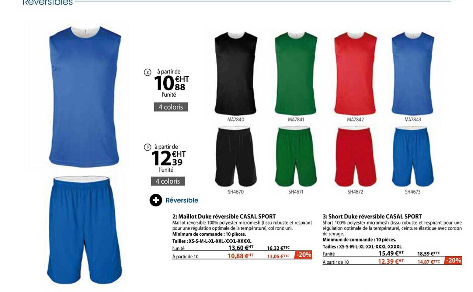 maillot duke réversible casal sport, short duke réversible casal sport