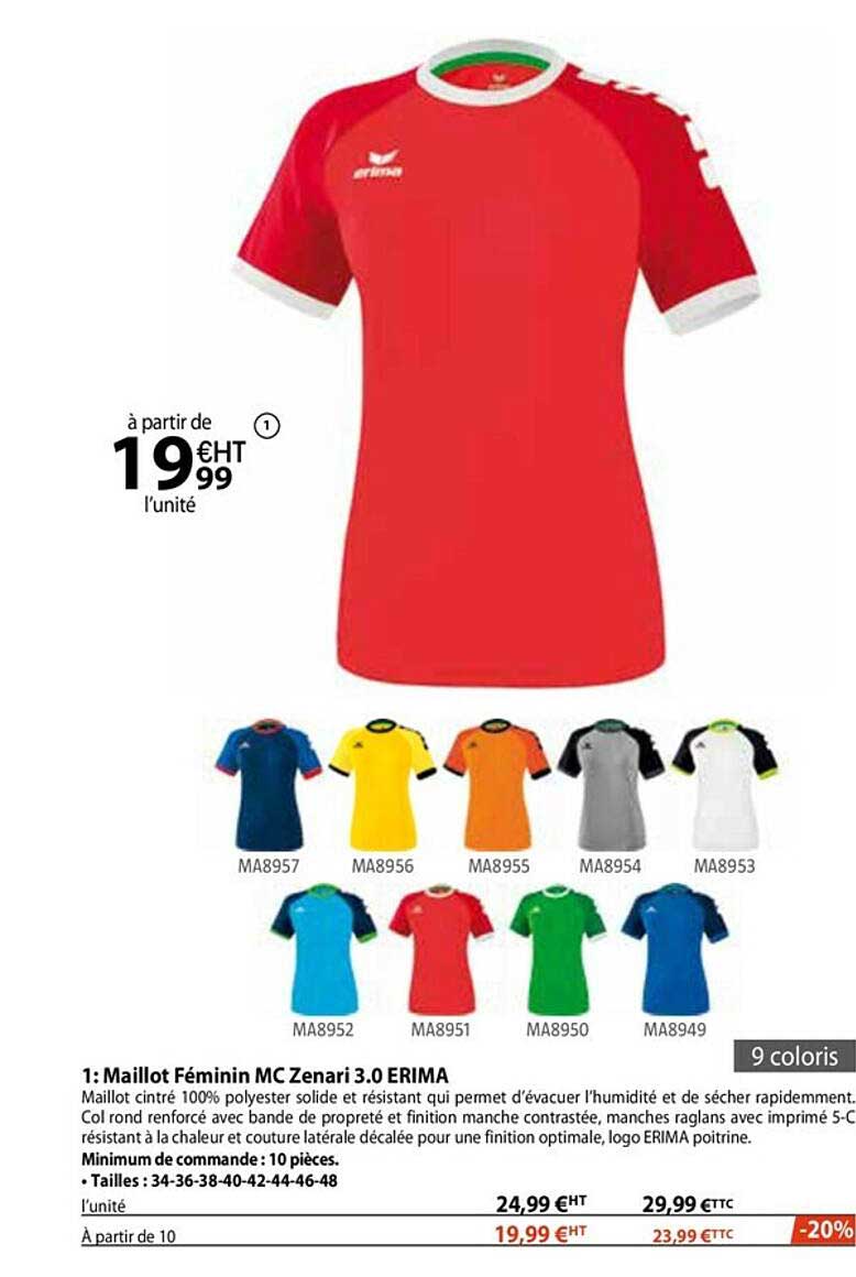 maillot féminin mc zenari 3.0 erima