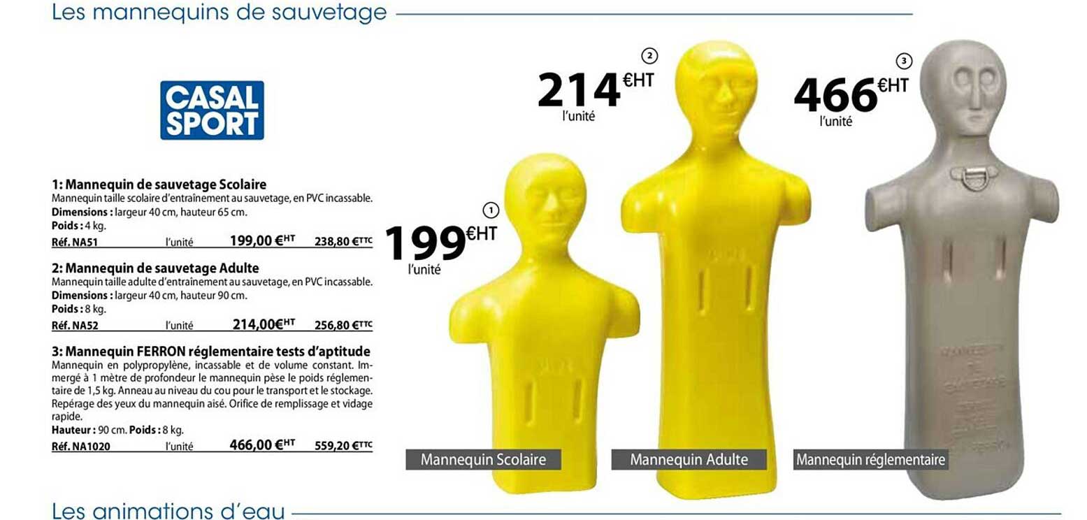 mannequin de sauvetage scolaire, mannequin de sauvetage adulte, mannequin ferron réglementaire tests d'aptitude