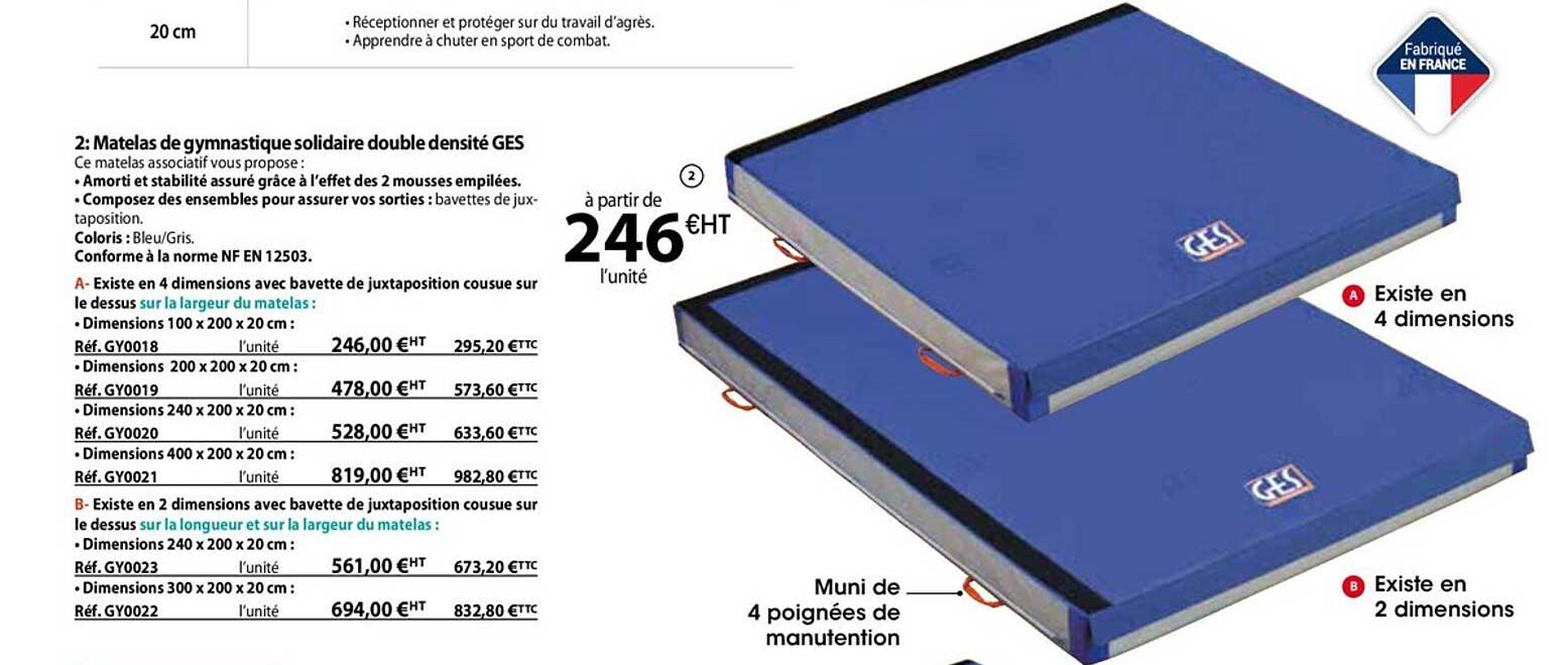 matelas de gymnastique solidaire double densité ges