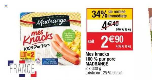 mes knacks 100% pur porc madrange