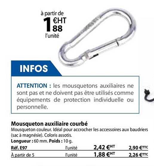 mousqueton auxiliaire courbé