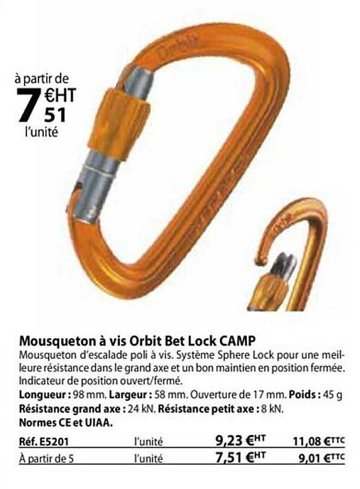mousquetons à vis orbit bet lock camp