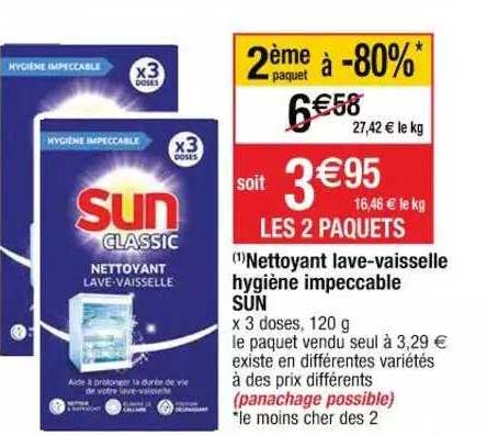 nettoyant lave-vaisselle hygiène impeccable sun