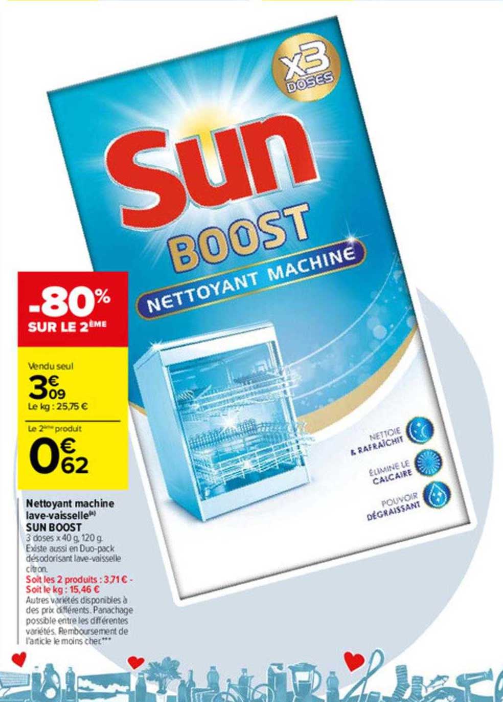 nettoyant machine lave-vaisselle sun boost
