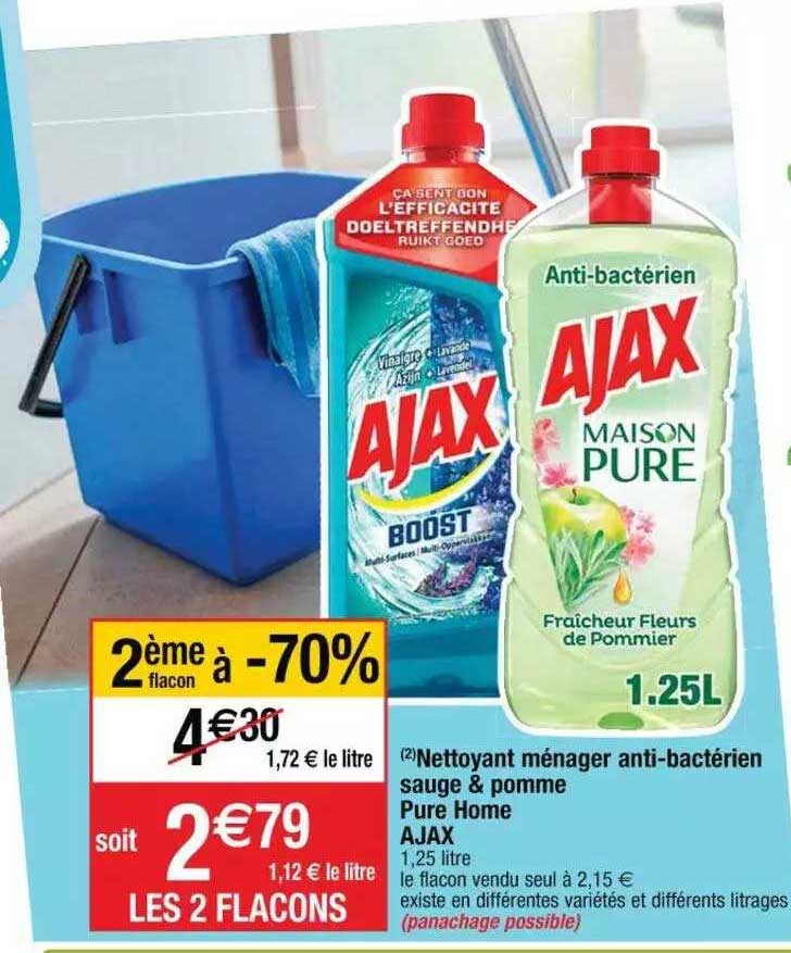 nettoyant ménager anti-bactérien sauge & pomme pure home ajax