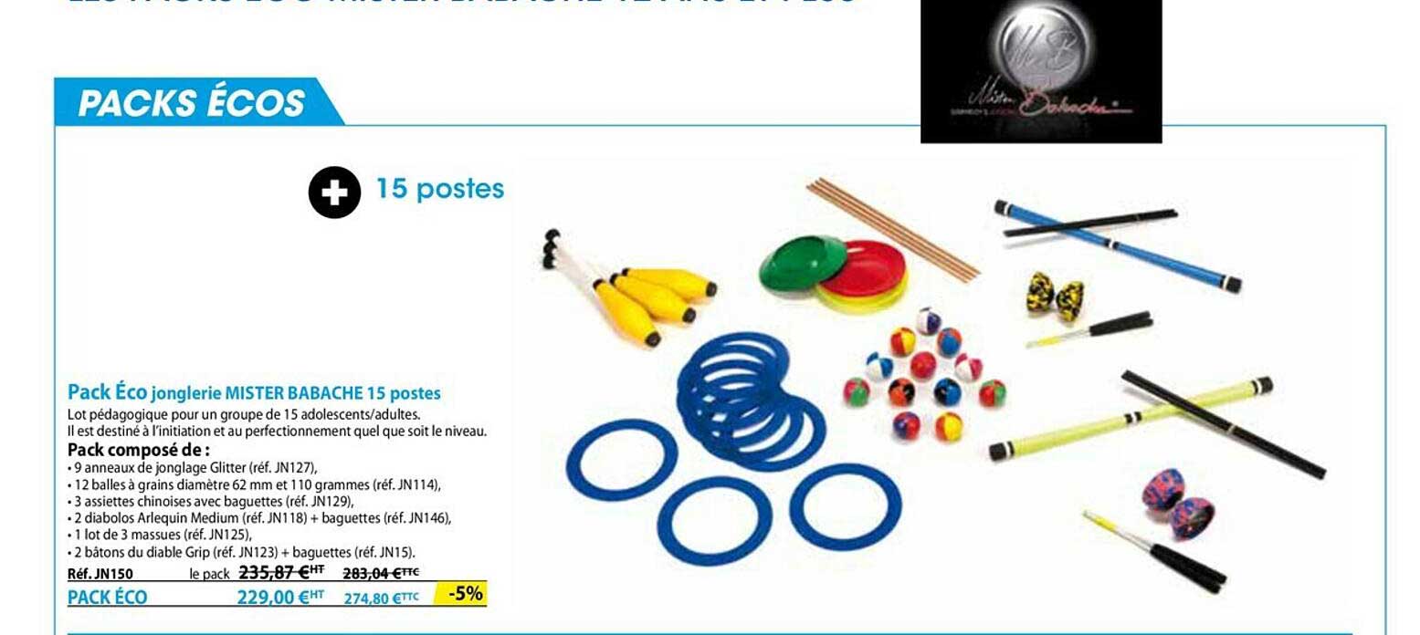 pack éco jonglerie mister babache 15 postes