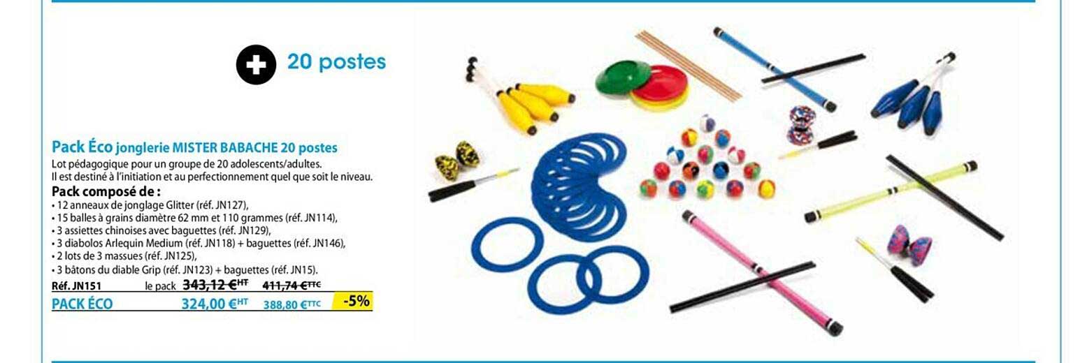 pack éco jonglerie mister babache 20 postes