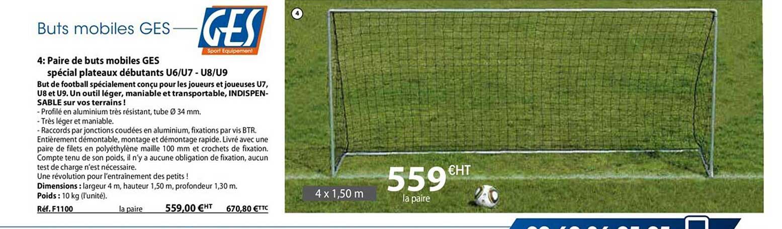 paire de but mobiles ges spécial plateaux débutants u6-u7 ou u8-u9