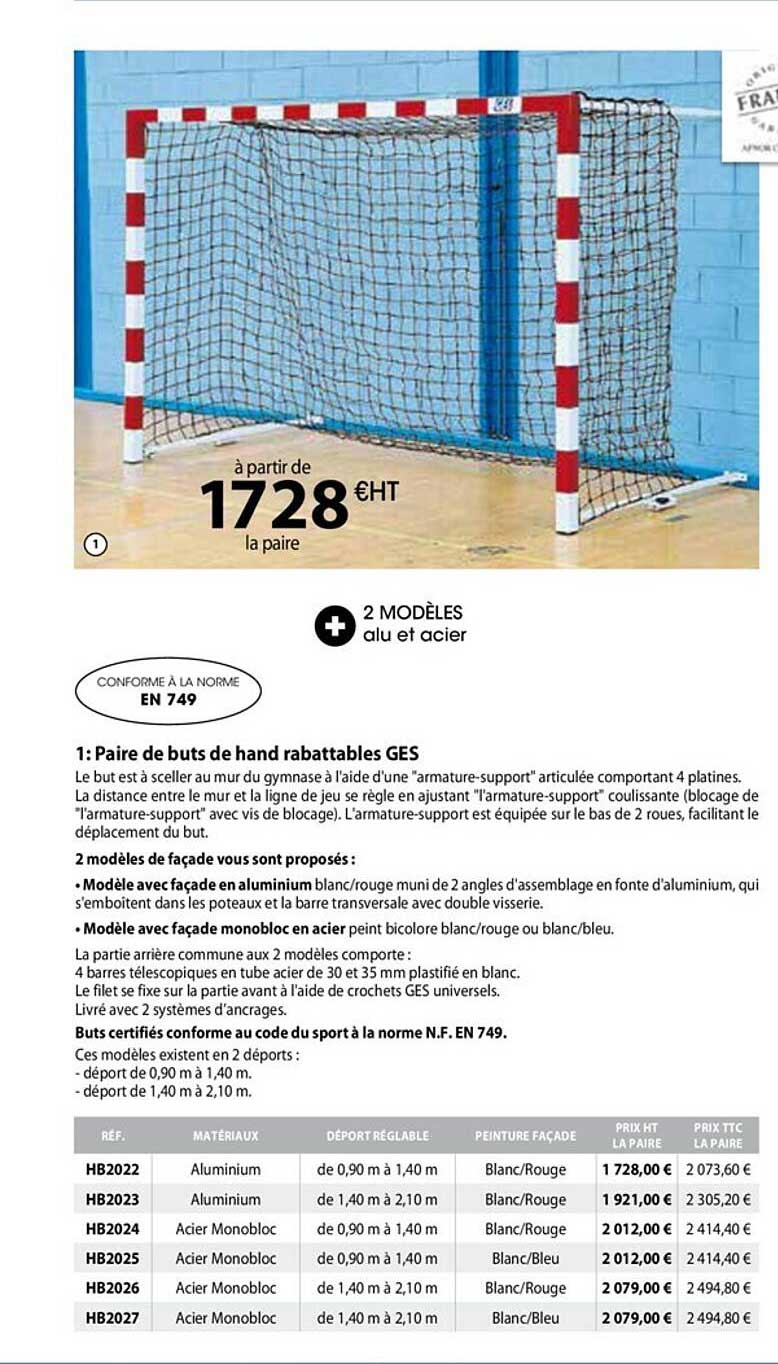 paire de buts de hand rabattables ges