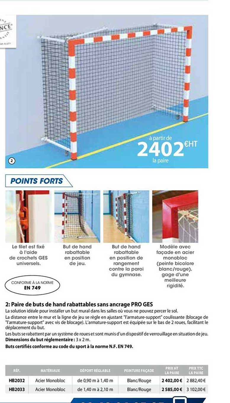 Paire De Buts De Hand Rabattables Sans Ancrage Pro Ges