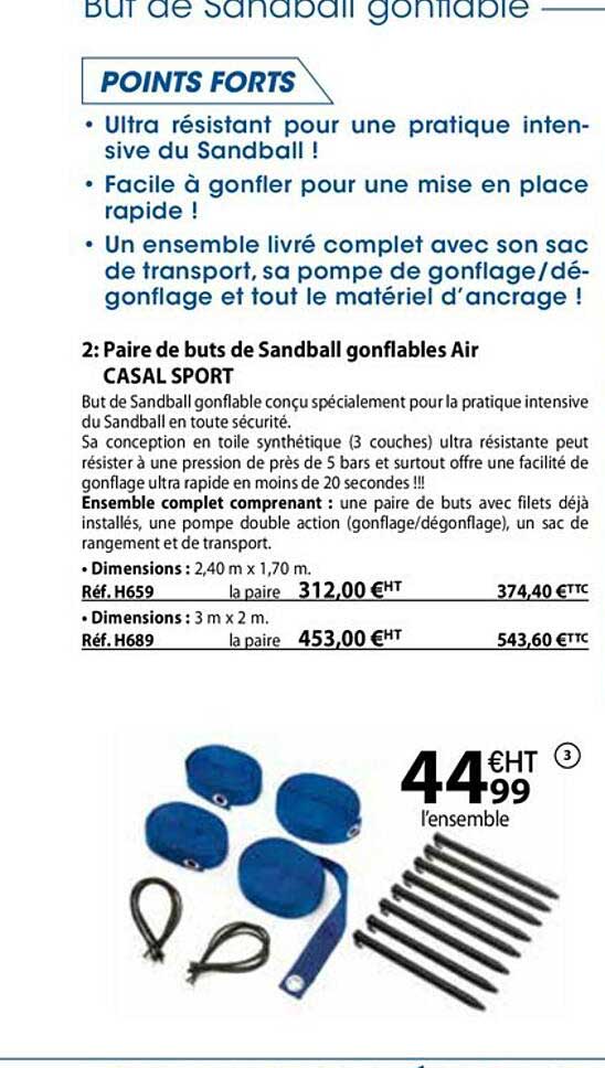 paire de buts de sandball gonflables air casal sport