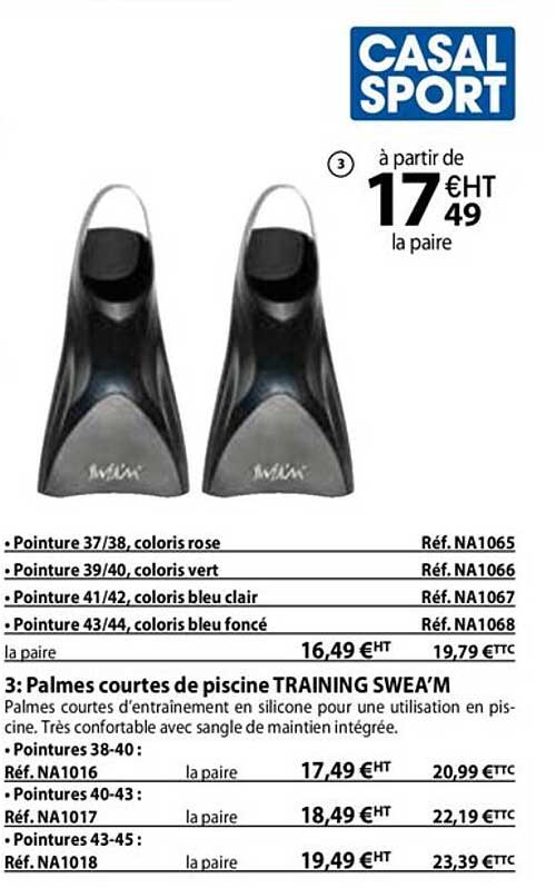 palmes courtes de piscine training swea'm