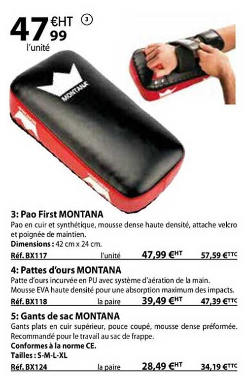 pao first montana, pattes d'ours montana, gants de sac montana