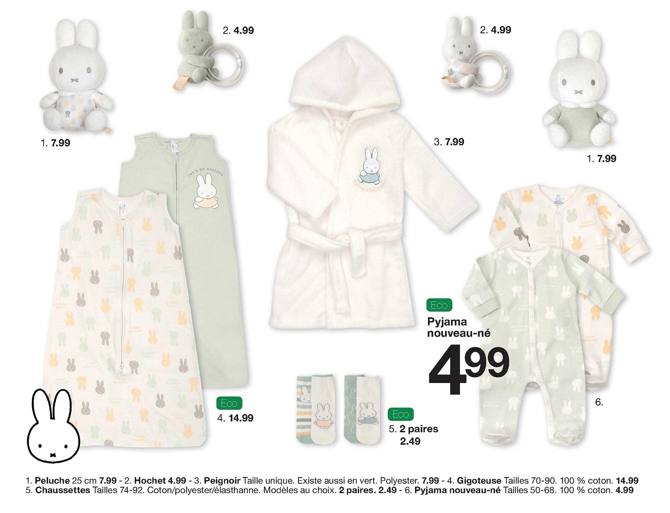 peluche, hochet, peignoir, gigoteuse, chaussettes, pyjama nouveau-né