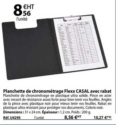 planchette de chronométrage flexx casal avec rabat