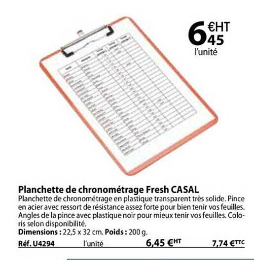 planchette de chronométrage fresh casal