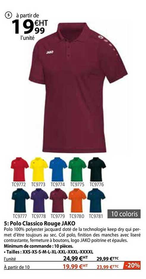 polo classico rouge jako