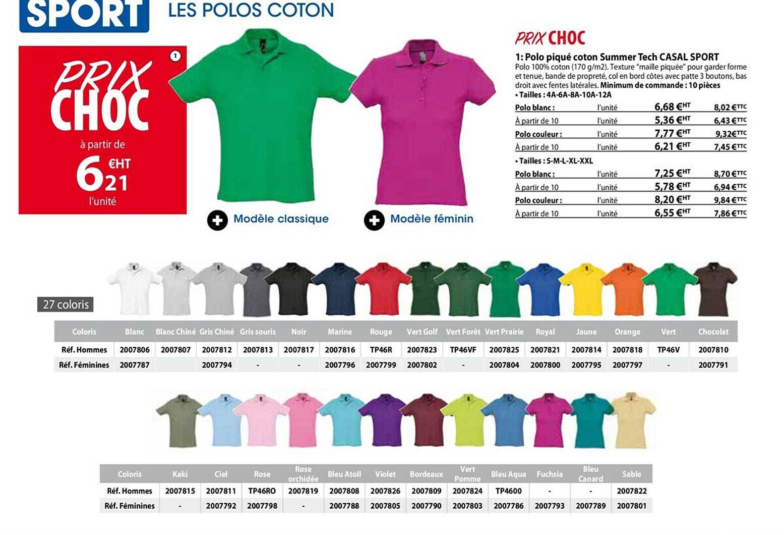 polo piqué coton summer tech casal sport