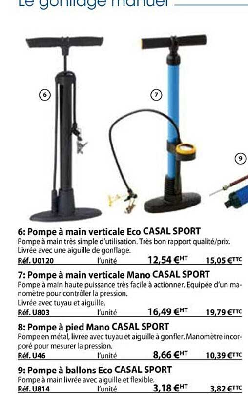 pompe à main verticale éco casal sport , pompe à main vertical mano casal sport, pompe à pied mano casal sport , pompe à ballons éco casal sport