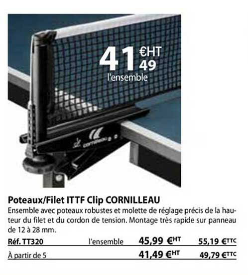 poteaux - filet ittf clip cornilleau