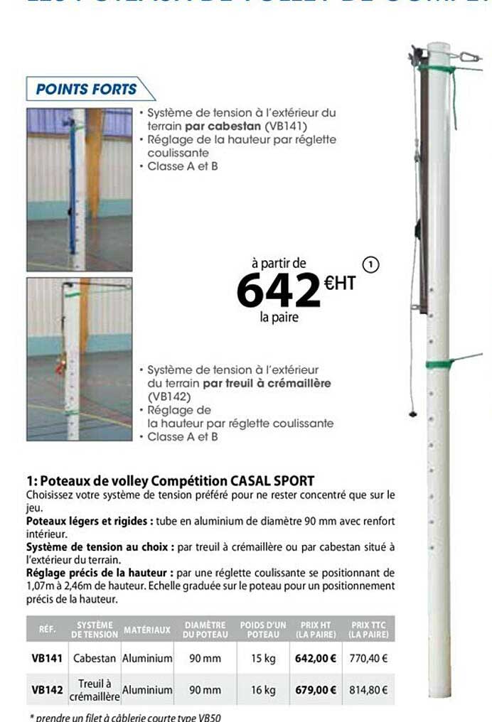poteaux de volley compétition casal sport