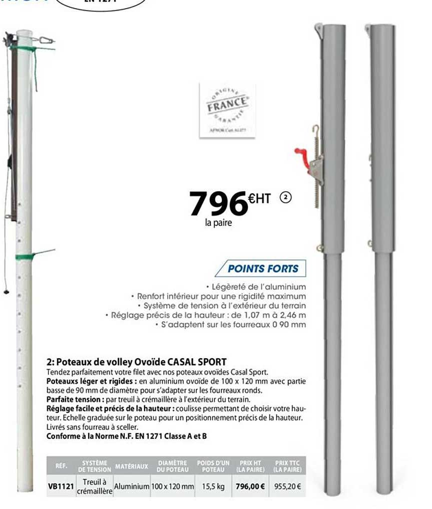 poteaux de volley ovoïde casal sport