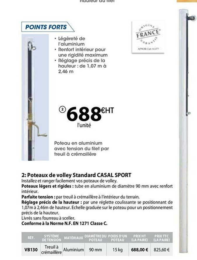 Poteaux De Volley Standard Casal Sport