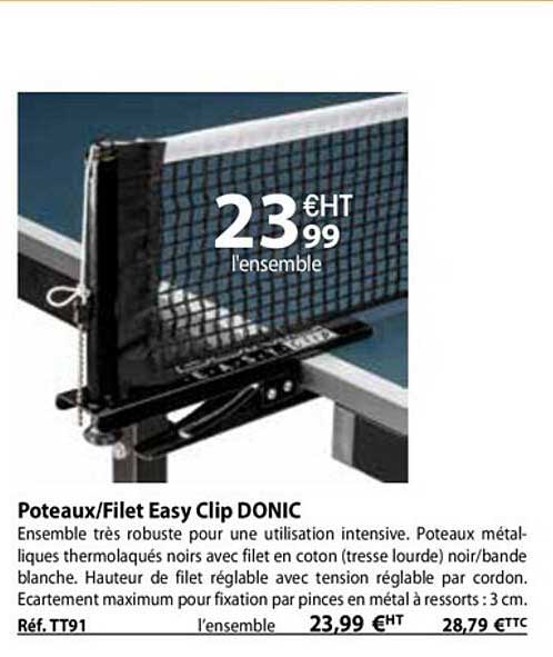 poteaux-filet easy clip donic
