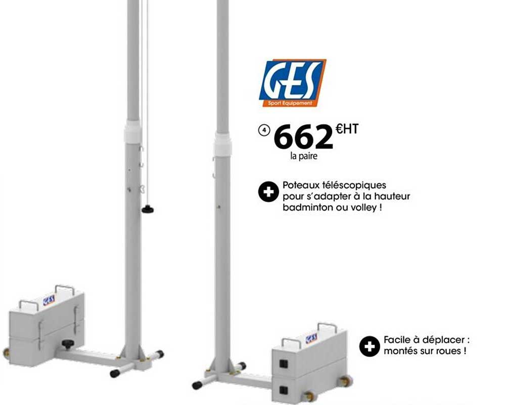 poteaux téléscopiques pour s'adapter à la hauteur badminton ou volley 3