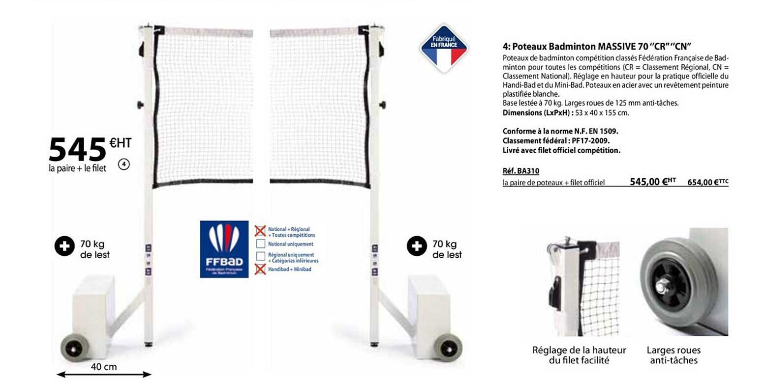 Poteux Badminton Massive 70 Cr Cn