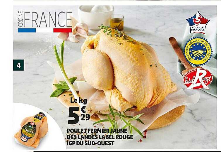poulet fermier jaune des landes label rouge igp du sud-ouest