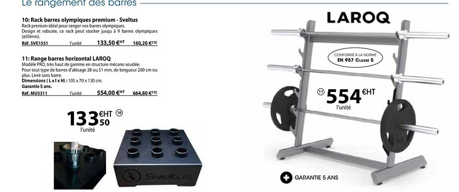 rack barres olympiques premium - sveltus, range barres horizontal laroq