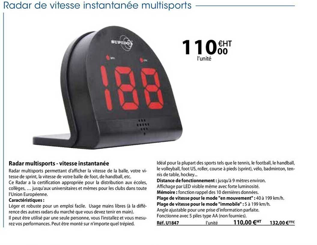 radar multisports - vitesse instantanée