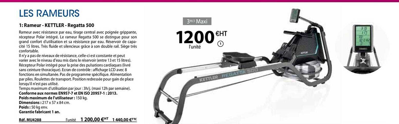 rameur - kettler - regatta 500
