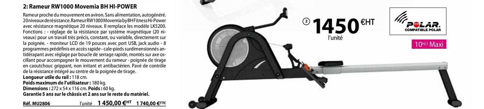 rameur rw1000 movemia bh hi-power